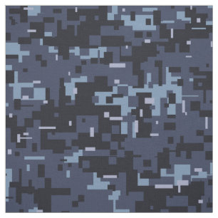 Marineblauw digitaal camouflagepatroon stof
