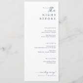 Marineblauw diner voor de bruiloft ter gelegenheid menu (Voorkant)