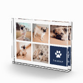 Marineblauw | Dog Pawprint Collage Fotoblokken (Rechts)