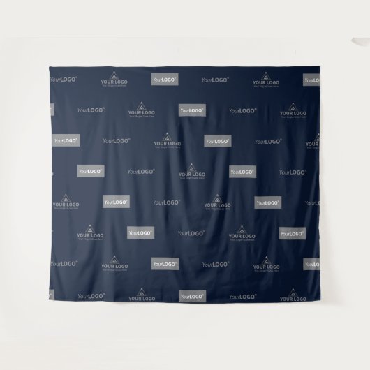 Marineblauw drie logo horizontaal bedrijfsachtergr wandkleed (Voorkant (horizontaal))