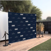 Marineblauw drie logo horizontaal bedrijfsachtergr wandkleed