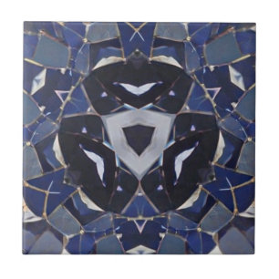 marineblauw driekwart mozaïekijten tegeltje
