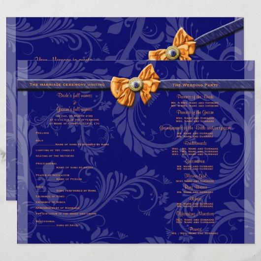 Marineblauw dwerglintje bruiloft (Voorkant / Achterkant)