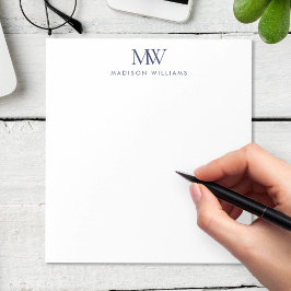 Marineblauw Eenvoudig Elegant Modern Monogram Notitieblok