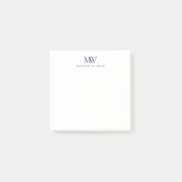 Marineblauw Eenvoudig Elegant Modern Monogram Post-it® Notes