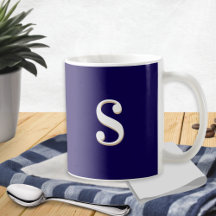 Marineblauw Eenvoudig Elegant Monogram Beginletter
