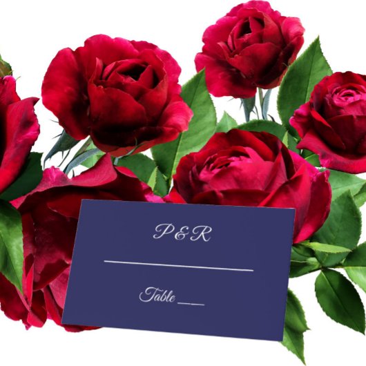 Marineblauw Eenvoudig gestileerd script bruiloft Plaatskaartje