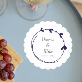 Marineblauw Eenvoudig hart krans bruiloft Kartonnen Onderzetters