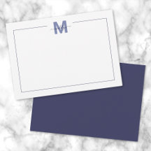 Marineblauw Eenvoudig Minimalistisch Naam Initiaal