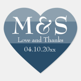 Marineblauw Eenvoudig Modern Chique Script Bruilof Hart Sticker