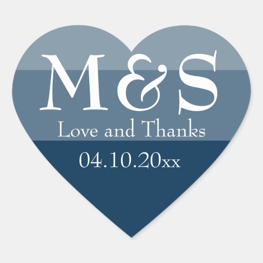 Marineblauw Eenvoudig Modern Chique Script Bruilof Hart Sticker (Voorkant)