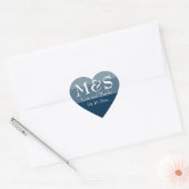 Marineblauw Eenvoudig Modern Chique Script Bruilof Hart Sticker (Envelop)
