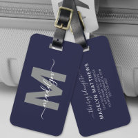 Marineblauw Eenvoudig Modern Monogram