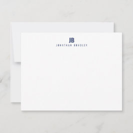 Marineblauw Eenvoudig Modern Monogram Professionee Notitiekaartje