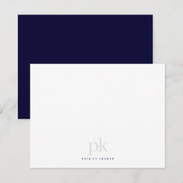 Marineblauw Eenvoudig Modern Monogram Professionee Notitiekaartje