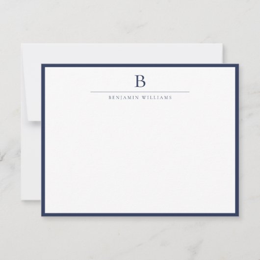 Marineblauw Eenvoudig Modern Stationery Classic Notitiekaartje (Voorkant)