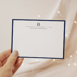 Marineblauw Eenvoudig Modern Stationery Classic Notitiekaartje