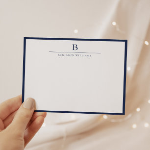 Marineblauw Eenvoudig Modern Stationery Classic Notitiekaartje