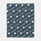 Marineblauw Eenvoudige Gepersonaliseerde Herhalend Fleece Deken (Voorkant)