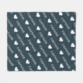 Marineblauw Eenvoudige Gepersonaliseerde Herhalend Fleece Deken (Voorkant (Horizontaal))