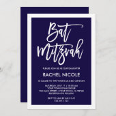 Marineblauw | Eenvoudige moderne typografie Bat Mi Kaart (Voorkant / Achterkant)