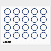 Marineblauw effen kleur rand blanco ronde sticker (Vel)