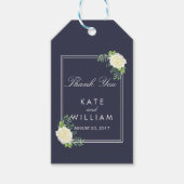 Marineblauw Elegant Chique Ivoor Roos CADEAU LABEL Cadeaulabel (Voorkant)