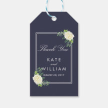 Marineblauw Elegant Chique Ivoor Roos CADEAU LABEL