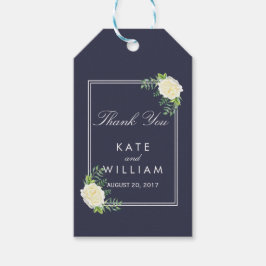 Marineblauw Elegant Chique Ivoor Roos CADEAU LABEL Cadeaulabel