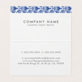 Marineblauw elegant damast patroon visitekaartje (Binnenkant ongevouwen)