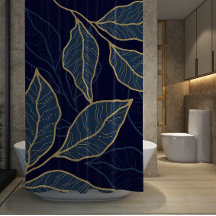 Marineblauw Elegant Luxe Goud Blad