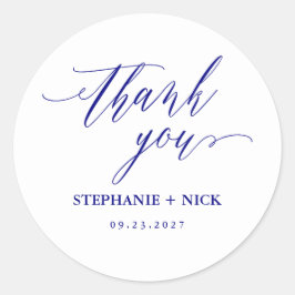 Marineblauw Elegant Script Ronde Sticker
