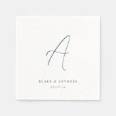 Marineblauw | Elegant Thin Line Script Wedding Mon Servet (Voorkant)