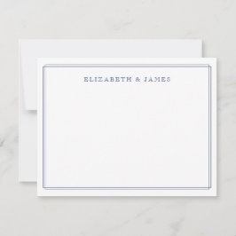Marineblauw Elegant Vintage Minimalistisch Geperso Notitiekaartje