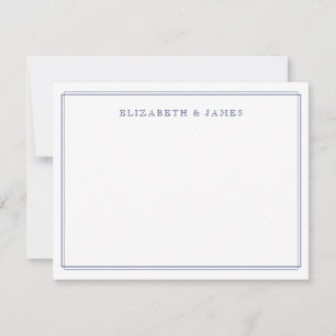 Marineblauw Elegant Vintage Minimalistisch Geperso Notitiekaartje