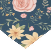 Marineblauw Elegant  Wildbloempatroon Tafelkleed (Gekanteld)