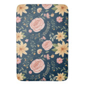 Marineblauw Elegant  Wildflower Roos Badmat (Voorkant Verticaal)