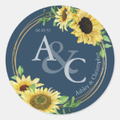 Marineblauw · Elegante moderne bruiloft Ronde Sticker (Voorkant)