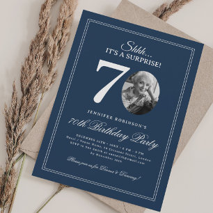 Marineblauw   Elegante Verjaardagsfeest Surprise 7 Kaart