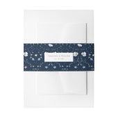 Marineblauw Elegante Winter Wildbloemen Bruiloft Uitnodigingen Wikkel (Voorkant Voorbeeld)