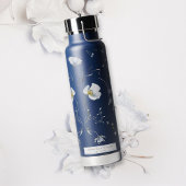 Marineblauw Elegante Winter Wildbloemen Bruiloft Waterfles