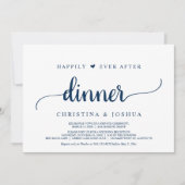 Marineblauw, Elopement, Happily Ever After-diner Kaart (Voorkant)