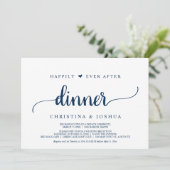 Marineblauw, Elopement, Happily Ever After-diner Kaart (Staand voorkant)