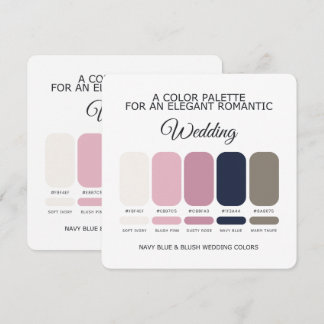 Marineblauw en Blush Huwelijkskleurpaletkaart Kaart