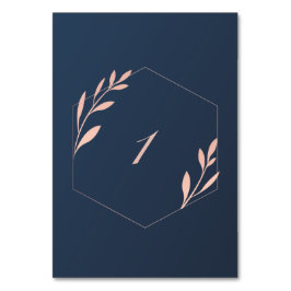 Marineblauw en Blush Roze Tafelnummer