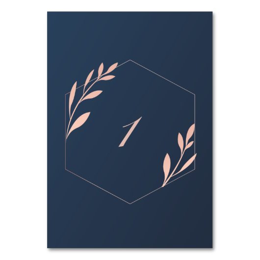 Marineblauw en Blush Roze Tafelnummer (Achterkant)