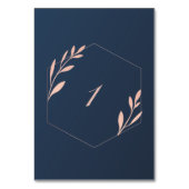 Marineblauw en Blush Roze Tafelnummer (Voorkant)