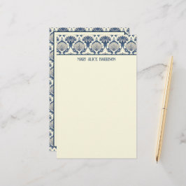 Marineblauw en Crème Schelp Patroon  Briefpapier