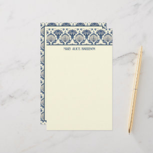 Marineblauw en Crème Schelp Patroon  Briefpapier