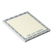 Marineblauw en Crème Schelp Patroon  Notitieblok (Schuin)